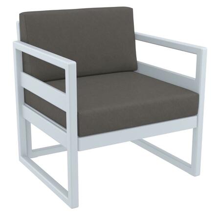 FINE-LINE Mykonos Patio Club Chair with Sunbrella Charcoal Cushion, Silver & Gray FI2842654